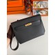 Hermes Kelly Depeches 25 Pouch in Black Epsom Calfskin