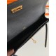 Hermes Kelly Depeches 25 Pouch in Black Epsom Calfskin