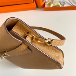 Hermes Kelly Depeches 25 Pouch in Sesame Epsom Calfskin