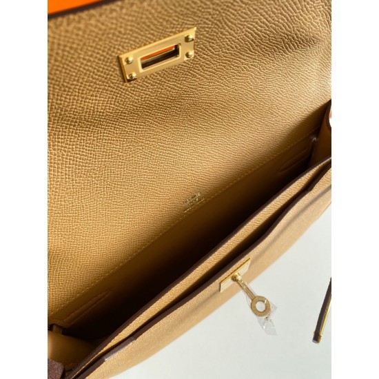 Hermes Kelly Depeches 25 Pouch in Sesame Epsom Calfskin