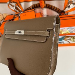 Hermes Kelly Depeches 25 Pouch in Taupe Epsom Calfskin