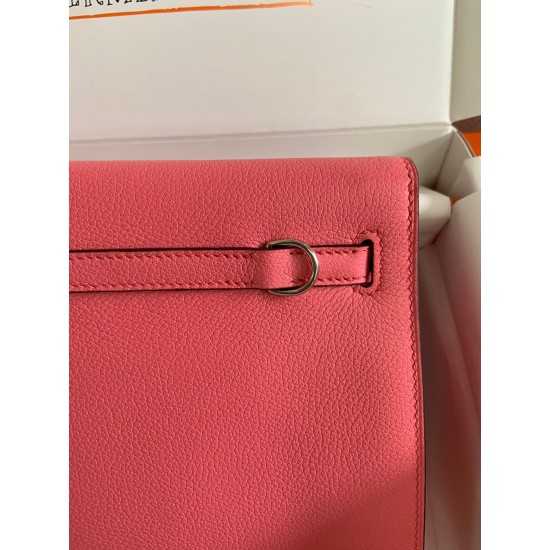 Hermes Kelly Danse II Handmade Bag In Rose Lipstick Evercolor Calfskin