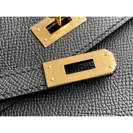 Hermes Kelly En Desordre 20 Handmade Bag In Black Epsom Calfskin