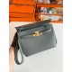 Hermes Kelly Depeches 25 Pouch in Vert Amande Epsom Calfskin