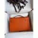 Hermes Kelly Pochette Handmade Bag In Orange Epsom Calfskin