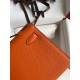 Hermes Kelly Pochette Handmade Bag In Orange Epsom Calfskin