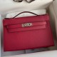 Hermes Kelly Pochette Handmade Bag In Ruby Epsom Calfskin