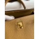 Hermes Kelly Retourne 25 Handmade Bag In Biscuit Clemence Leather