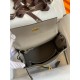 Hermes Kelly Retourne 25 Handmade Bag In Gris Meyer Clemence Leather