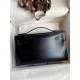 Hermes Kelly Pochette Handmade Bag In Black Box Calfskin