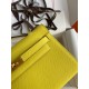 Hermes Kelly Pochette Handmade Bag In Lime Epsom Calfskin