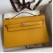 Hermes Kelly Pochette Handmade Bag In Jaune Ambre Epsom Calfskin