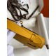 Hermes Kelly Pochette Handmade Bag In Jaune Ambre Epsom Calfskin