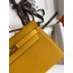 Hermes Kelly Pochette Handmade Bag In Jaune Ambre Epsom Calfskin