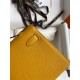 Hermes Kelly Pochette Handmade Bag In Jaune Ambre Epsom Calfskin