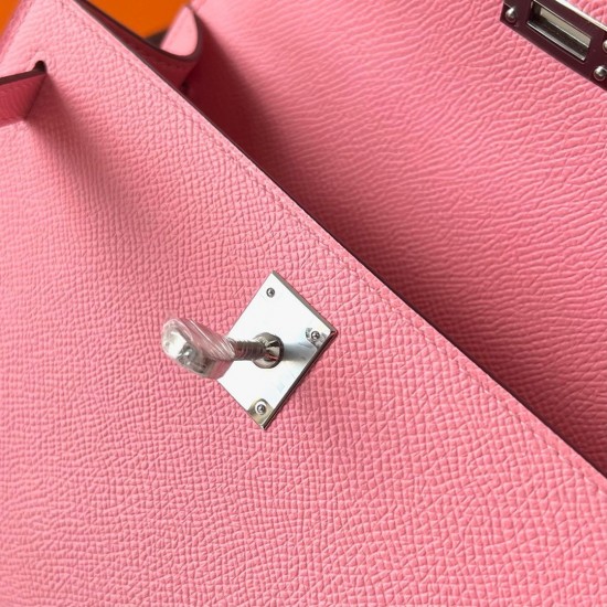 Hermes Kelly Pochette Handmade Bag In Rose Confetti Epsom Calfskin