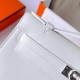 Hermes Kelly Pochette Handmade Bag In White Swift Calfskin