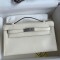 Hermes Kelly Pochette Handmade Bag In Nata Swift Calfskin