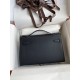 Hermes Kelly Pochette Handmade Bag In Black Epsom Calfskin