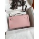 Hermes Kelly Pochette Handmade Bag In Rose Sakura Swift Calfskin