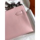 Hermes Kelly Pochette Handmade Bag In Rose Sakura Swift Calfskin