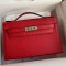 Hermes Kelly Pochette Handmade Bag In Red Epsom Calfskin