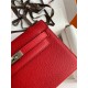 Hermes Kelly Pochette Handmade Bag In Red Epsom Calfskin