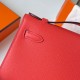 Hermes Kelly Pochette Handmade Bag In Rouge Piment Epsom Calfskin