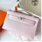 Hermes Kelly Pochette Handmade Bag In Mauve Pale Swift Calfskin