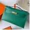 Hermes Kelly Pochette Handmade Bag In Vert Vertigo Swift Calfskin