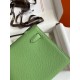 Hermes Kelly Pochette Handmade Bag In Vert Cypres Epsom Calfskin