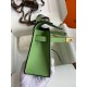 Hermes Kelly Pochette Handmade Bag In Vert Cypres Epsom Calfskin