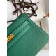 Hermes Kelly Pochette Handmade Bag In Malachite Epsom Calfskin