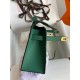 Hermes Kelly Pochette Handmade Bag In Malachite Epsom Calfskin