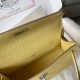 Hermes Kelly Pochette Handmade Bag In Jaune Poussin Epsom Calfskin