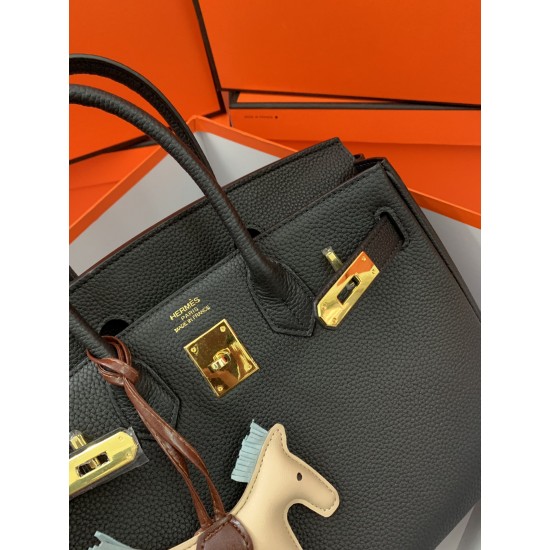 Hermes Birkin 25cm Bag In Black Togo Leather