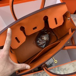 Hermes Birkin 25cm Bag In Orange Togo Leather