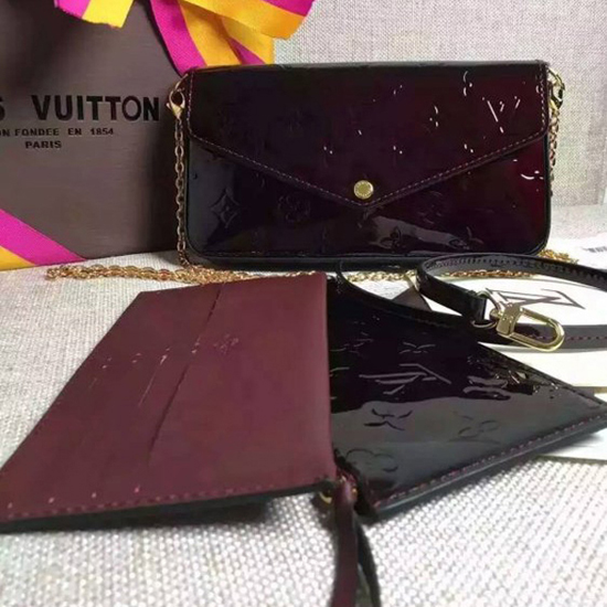 Louis Vuitton M61267 Pochette Felicie Chain Wallet Monogram Vernis