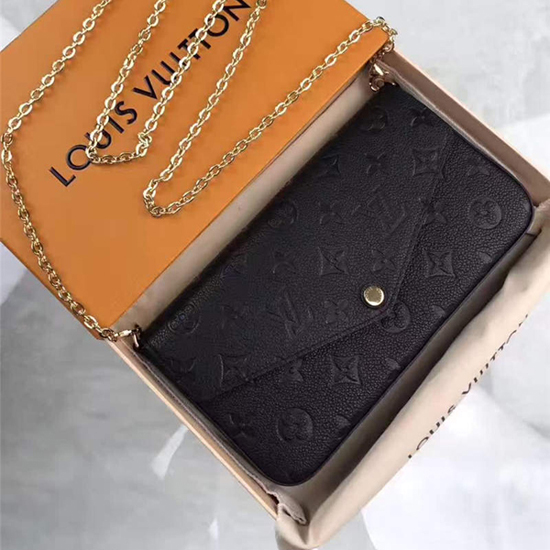 Louis Vuitton M64064 Pochette Felicie Chain Wallet Monogram Empreinte Leather