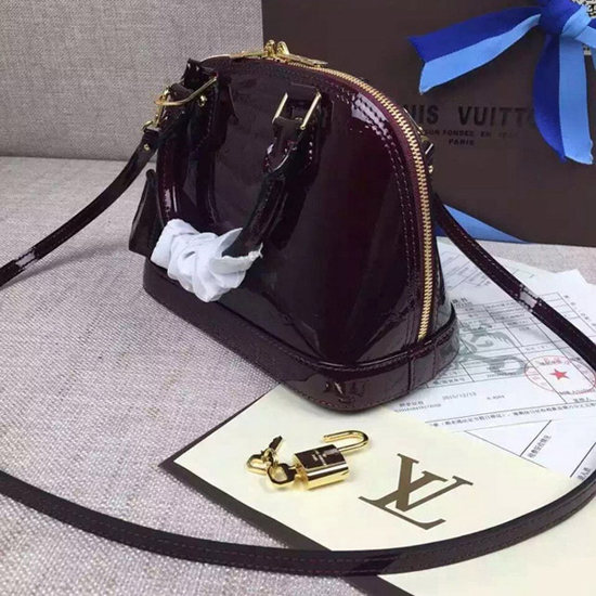 Louis Vuitton M91678 Alma BB Tote Bag Monogram Vernis