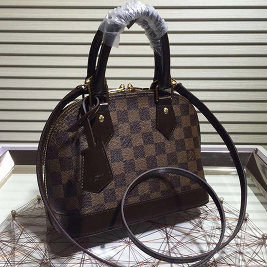 Louis Vuitton N41221 Alma BB Tote Bag Damier Ebene Canvas