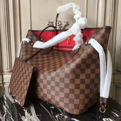 Louis Vuitton N41358 Neverfull MM Shoulder Bag Damier Ebene Canvas