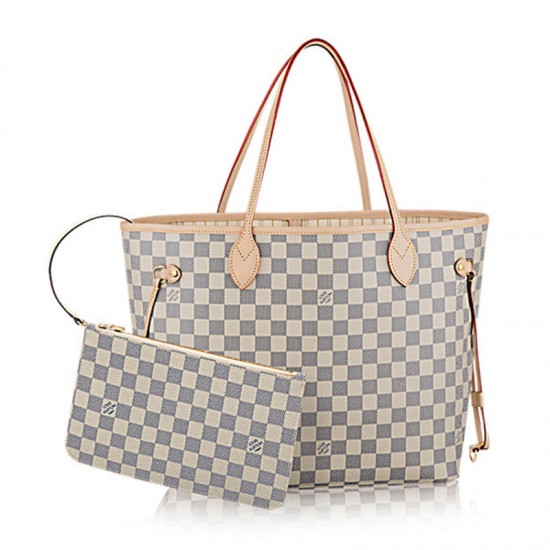 Louis Vuitton N41361 Neverfull MM Shoulder Bag Damier Azur Canvas