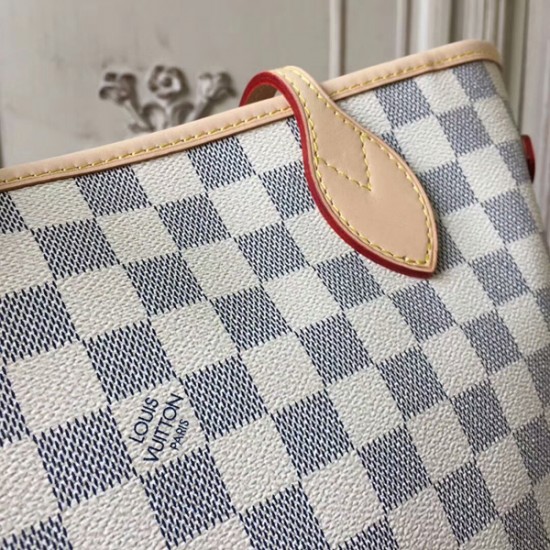 Louis Vuitton N41361 Neverfull MM Shoulder Bag Damier Azur Canvas