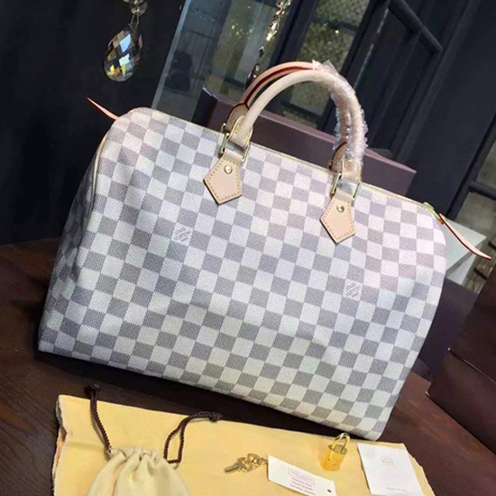 Louis Vuitton N41369 Speedy 35 Tote Bag Damier Azur Canvas