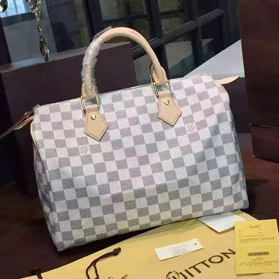 Louis Vuitton N41370 Speedy 30 Tote Bag Damier Azur Canvas