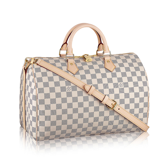 Louis Vuitton N41372 Speedy Bandouliere 35 Tote Bag Damier Azur Canvas