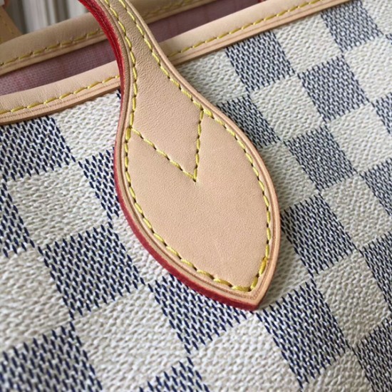 Louis Vuitton N41605 Neverfull MM Shoulder Bag Damier Azur Canvas