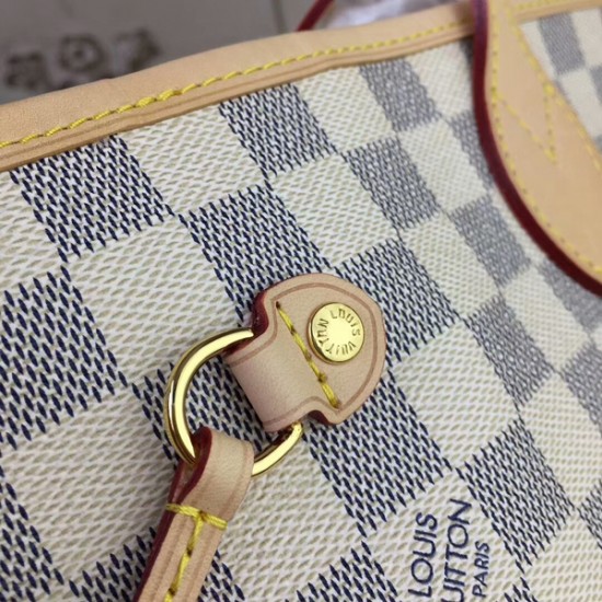 Louis Vuitton N41605 Neverfull MM Shoulder Bag Damier Azur Canvas