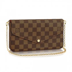 Louis Vuitton N63032 Pochette Felicie Chain Wallet Damier Ebene Canvas